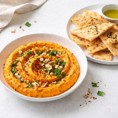 Image of Spiced Kumara Sweet Potato Dip with Crisp Flatbread