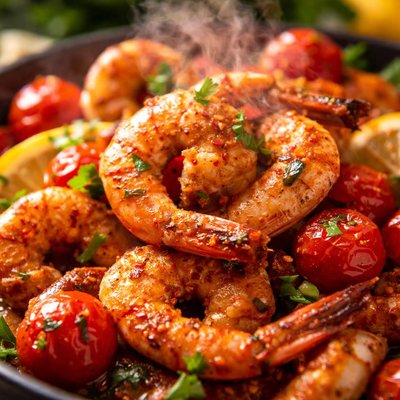Image of Spiced Prawns with Tomatoes
