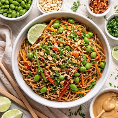Image of Spicy Almond Soba Noodles with Edamame
