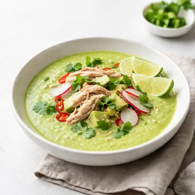 Image of Spicy Avocado Soup with Chicken and Lime