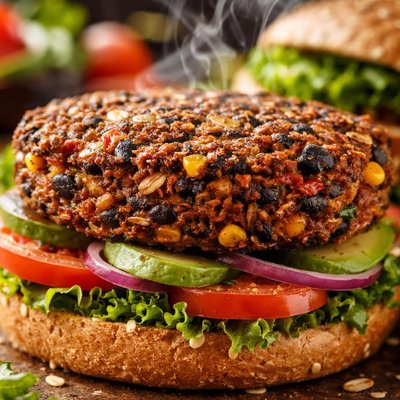Image of Spicy Black Bean Burgers with Oats