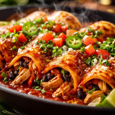 Image of Spicy Black Bean Chicken Enchiladas