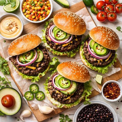 Image of Spicy Black Bean Garlic Burgers
