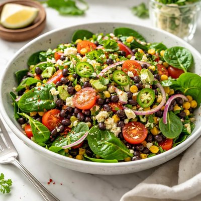 Image of Spicy Black Bean Spinach Salad