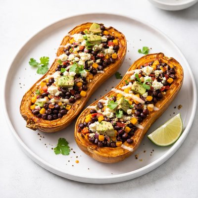 Image of Spicy Black Bean Stuffed Butternut Squash