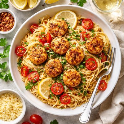 Image of Spicy Cajun Scallops Angel Hair Pasta