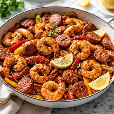 Image of Spicy Cajun Shrimp and Sausages