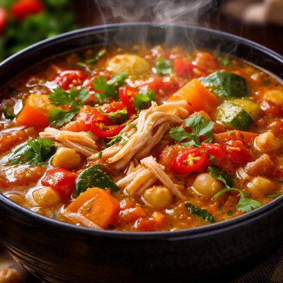 Image of Spicy Chicken and Vegetable Soup Chorba Slow Cooker