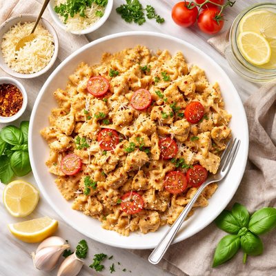 Image of Spicy Chicken Bow Tie Pasta in Cream Sauce