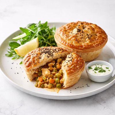 Image of Spicy Chicken Korma Vegetable Pie or Pies