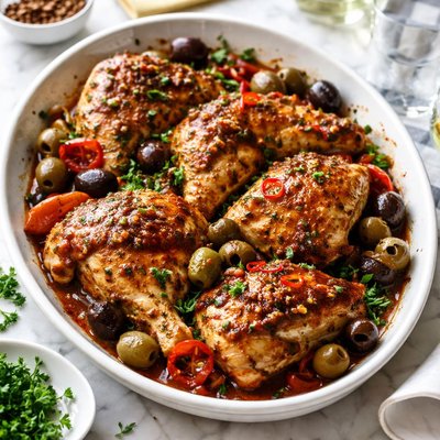 Image of Spicy Chicken with Olives Pollo Alla Diavola Con Olive