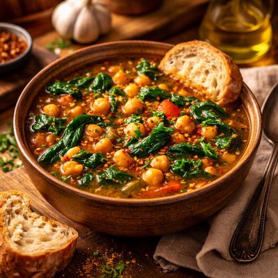 Image of Spicy Chickpea and Spinach Soup