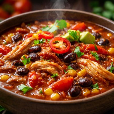 Image of Spicy Chipotle Black Bean Chicken and Tomato Soup
