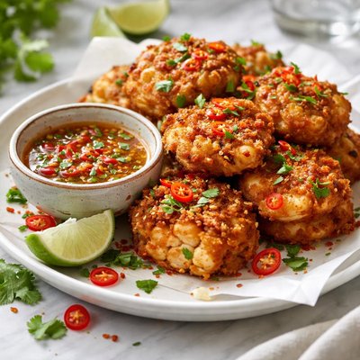 Image of Spicy Crab and Prawn Fritters with Chilli Lime Dipping Sauce