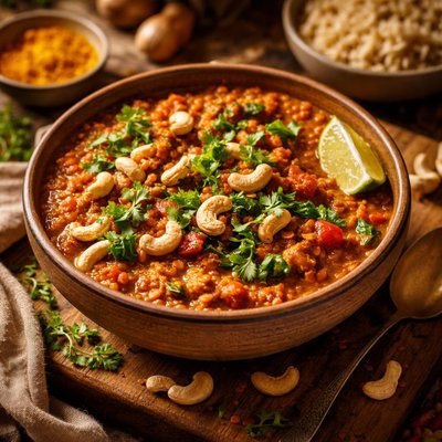 Image of Spicy Curried Lentil Stew with Cashew Nuts