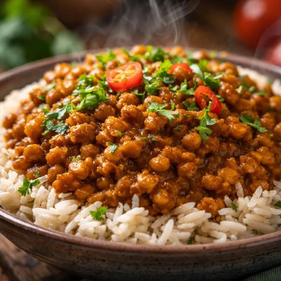 Image of Spicy Curried Lentils and Rice