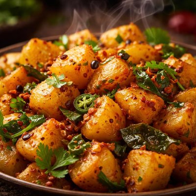 Image of Spicy Curried Potatoes Oorla Kayanga Kari