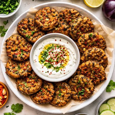 Image of Spicy Eggplant Fritters with Yogurt Dip