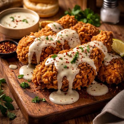 Image of Spicy Fried Chicken with Buttermilk Gravy