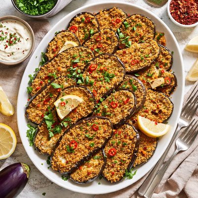 Image of Spicy Fried Eggplant Aubergine in Cornmeal