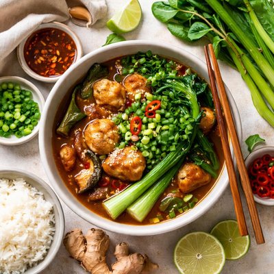 Image of Spicy Gai Lan and Bean Curd Soup
