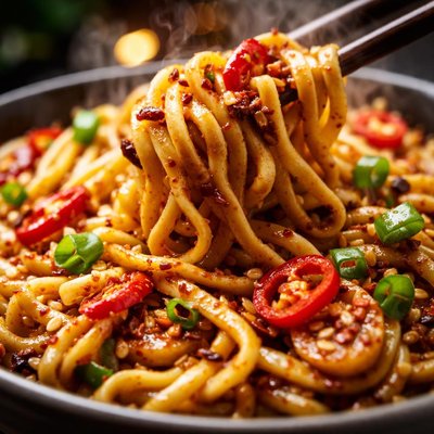 Image of Vegan Spicy Garlic Chili Noodles