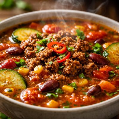 Image of Spicy Ground Beef and Vegetable Soup
