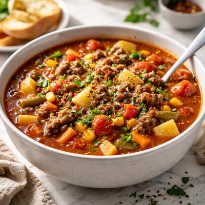 Image of Spicy Hamburger Vegetable Soup
