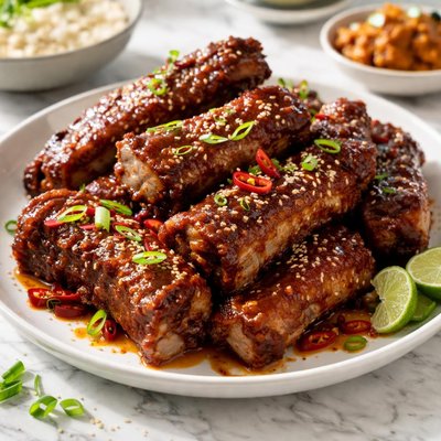 Image of Spicy Korean Glazed Pork Ribs