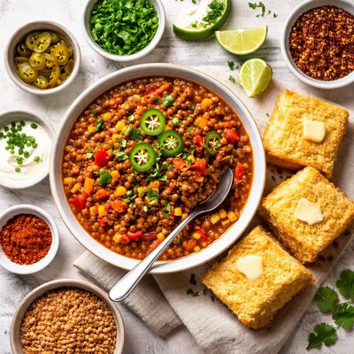 Image of Spicy Lentils with Cornbread