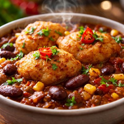 Image of Spicy Mexican Chili with Chicken Nugget Dumplings