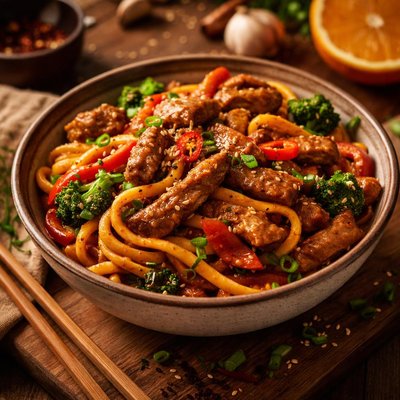 Image of Spicy Orange Lamb and Noodle Stir Fry
