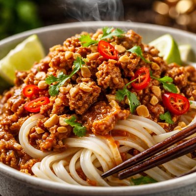 Image of Spicy Peanut Pork W Rice Noodles