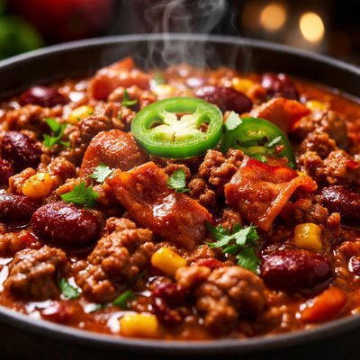 Image of Spicy Pork and Bacon Chili