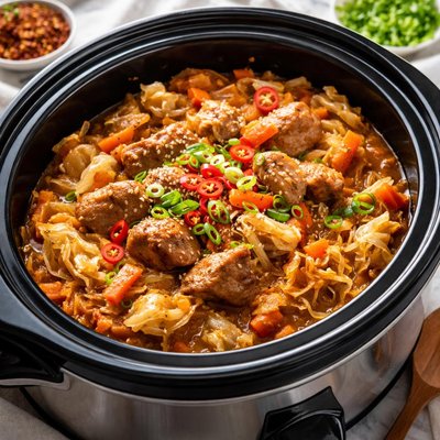 Image of Spicy Pork and Cabbage Crock Pot
