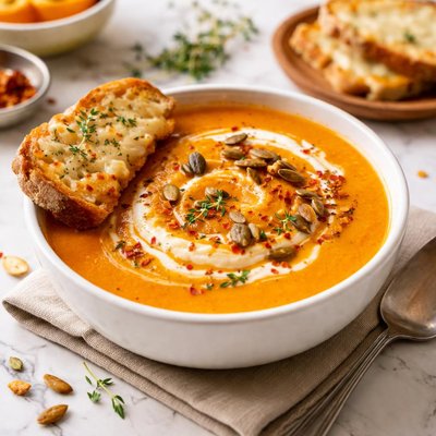 Image of Spicy Pumpkin Soup with Gruyere Toast
