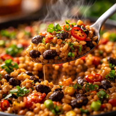 Image of Spicy Rice Bean and Lentil Casserole