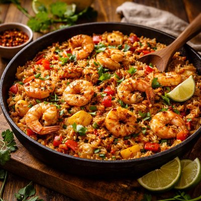 Image of Spicy Rice with Shrimp and Peppers