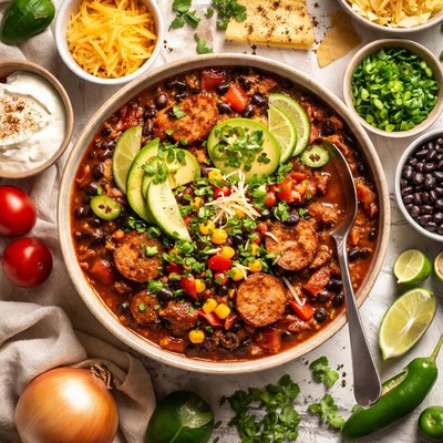 Image of Spicy Sausage Black Bean Chili