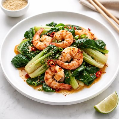 Image of Spicy Shrimp and Bok Choy Stir Fry South Beach Diet Phase 1