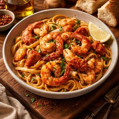 Image of Spicy Shrimp and Lobster Linguine