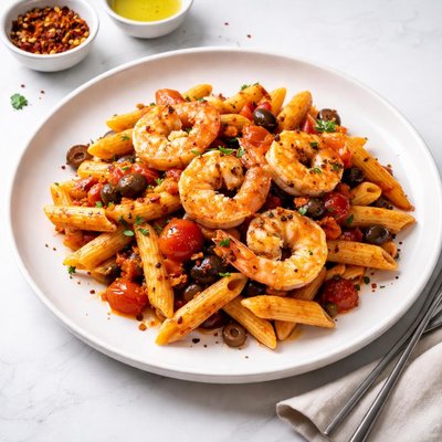 Image of Spicy Shrimp and Penne with Puttanesca Sauce
