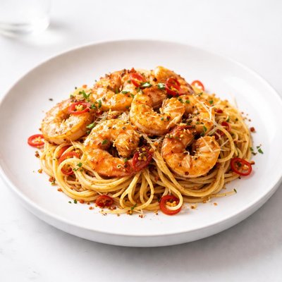 Image of Spicy Shrimp and Spaghetti Ay Oy