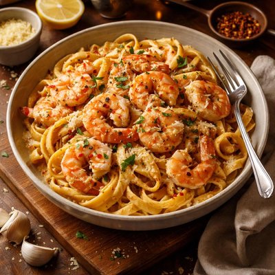 Image of Spicy Shrimp Pasta Cream Sauce