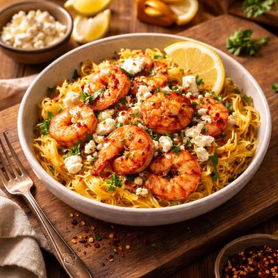 Image of Spicy Shrimp Spaghetti Squash and Feta