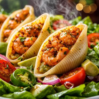 Image of Spicy Shrimp Stuffed Shells Salad