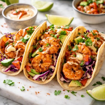 Image of Spicy Shrimp Tacos with Spicy Cream Sauce