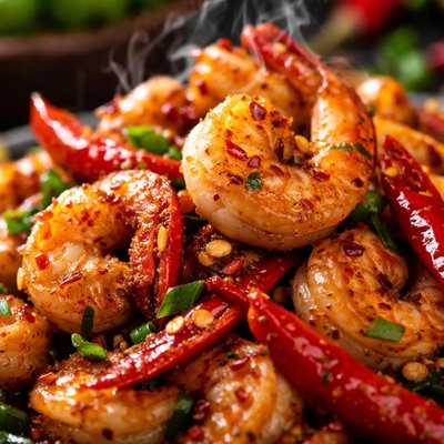Image of Spicy Shrimp with Hot Chili Peppers