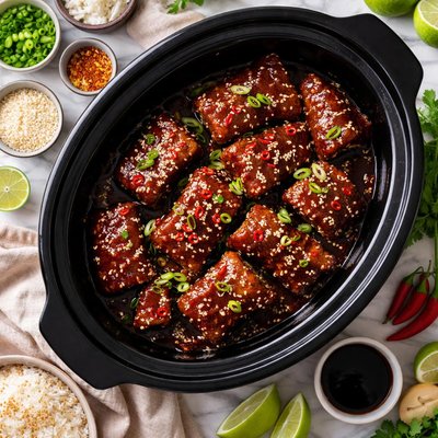 Image of Spicy Soy Glazed Short Ribs Slow Cooker