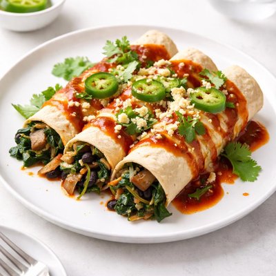 Image of Spicy Spinach Mushroom Enchiladas